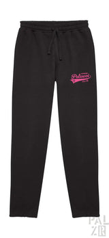 Schwarze Jogginghosen mit pinkem Logo und Kordelbund