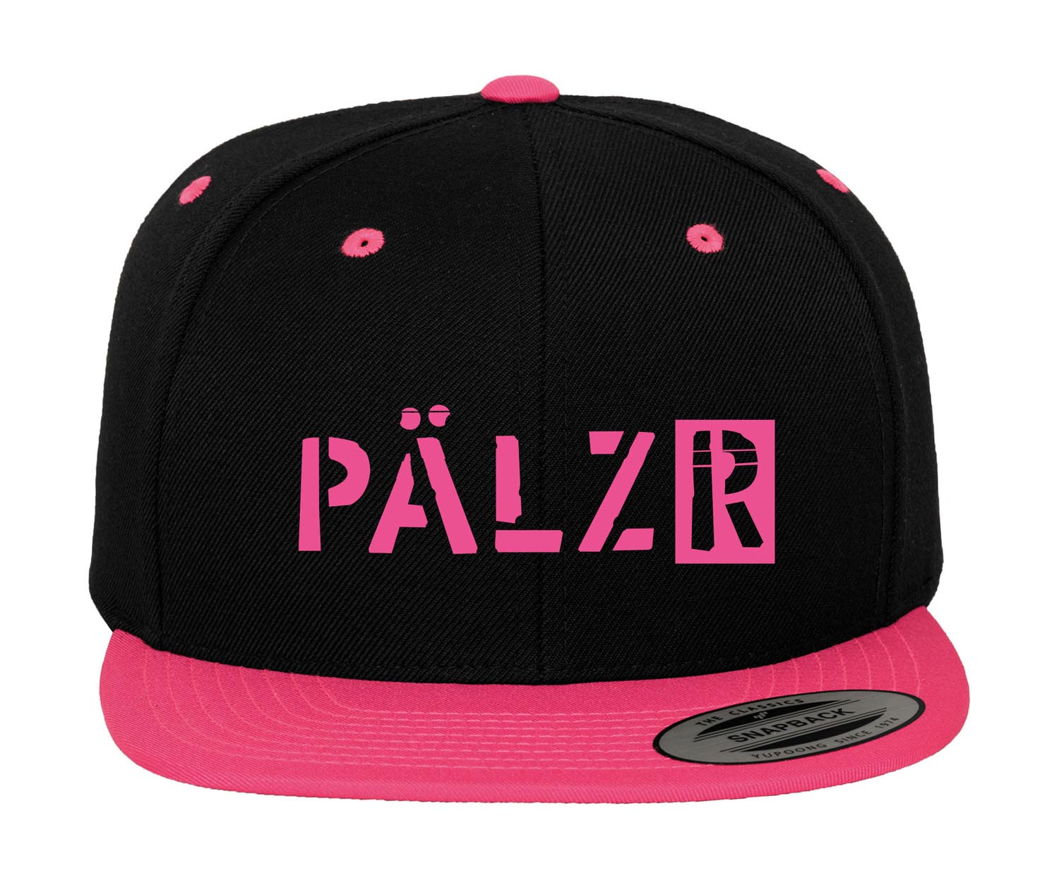 PÄLZR Snapback Kapp | neon-pink-schwarz | Logo neon-pink