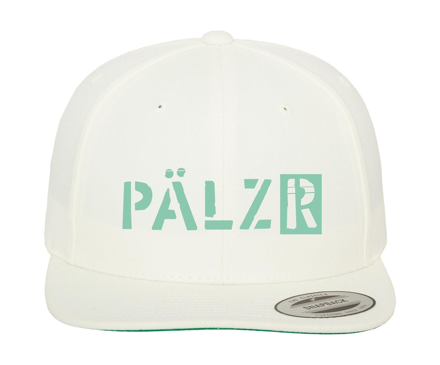 PÄLZR Snapback Kapp | weiss | Logo sage